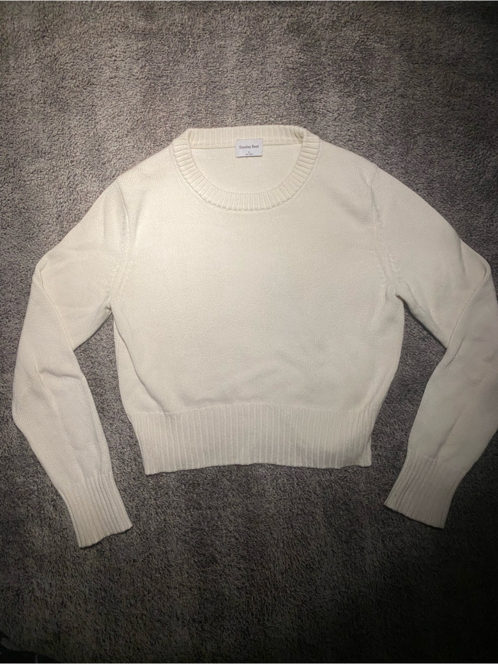 Sunday Best Cream Off-the-Shoulder Ribbed Knit Sweater